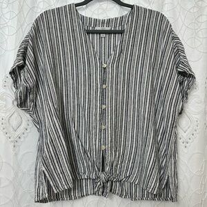 Striped Button-Down Blouse